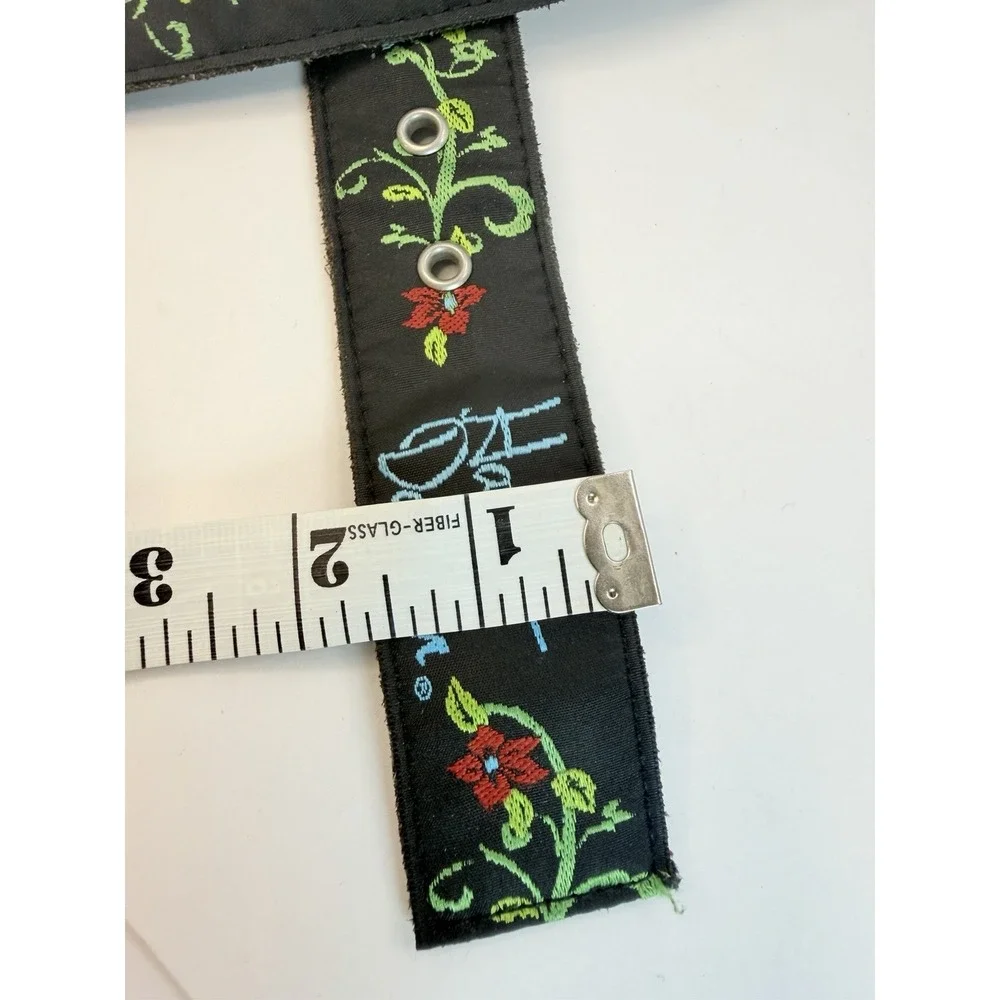 Harley Davidson Belt Black Floral Womens Embroidered 30